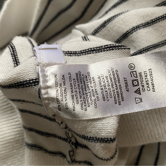 LOFT striped sweater with frilly flared cuffs and boat neckline size large - Picture 7 of 7